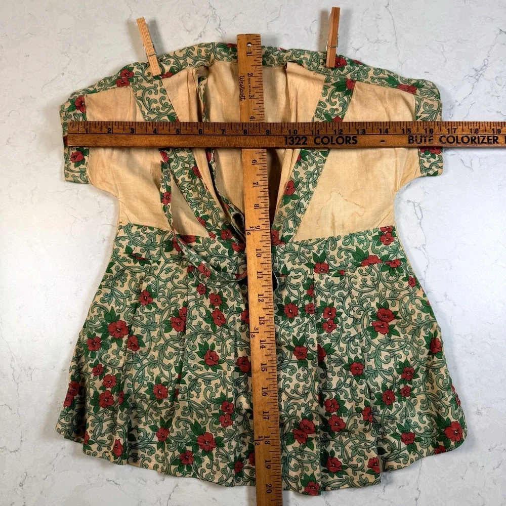 VTG Clothes Line Clothes Pin Holder Bag Hand Made 1960's Floral Dress Laundry